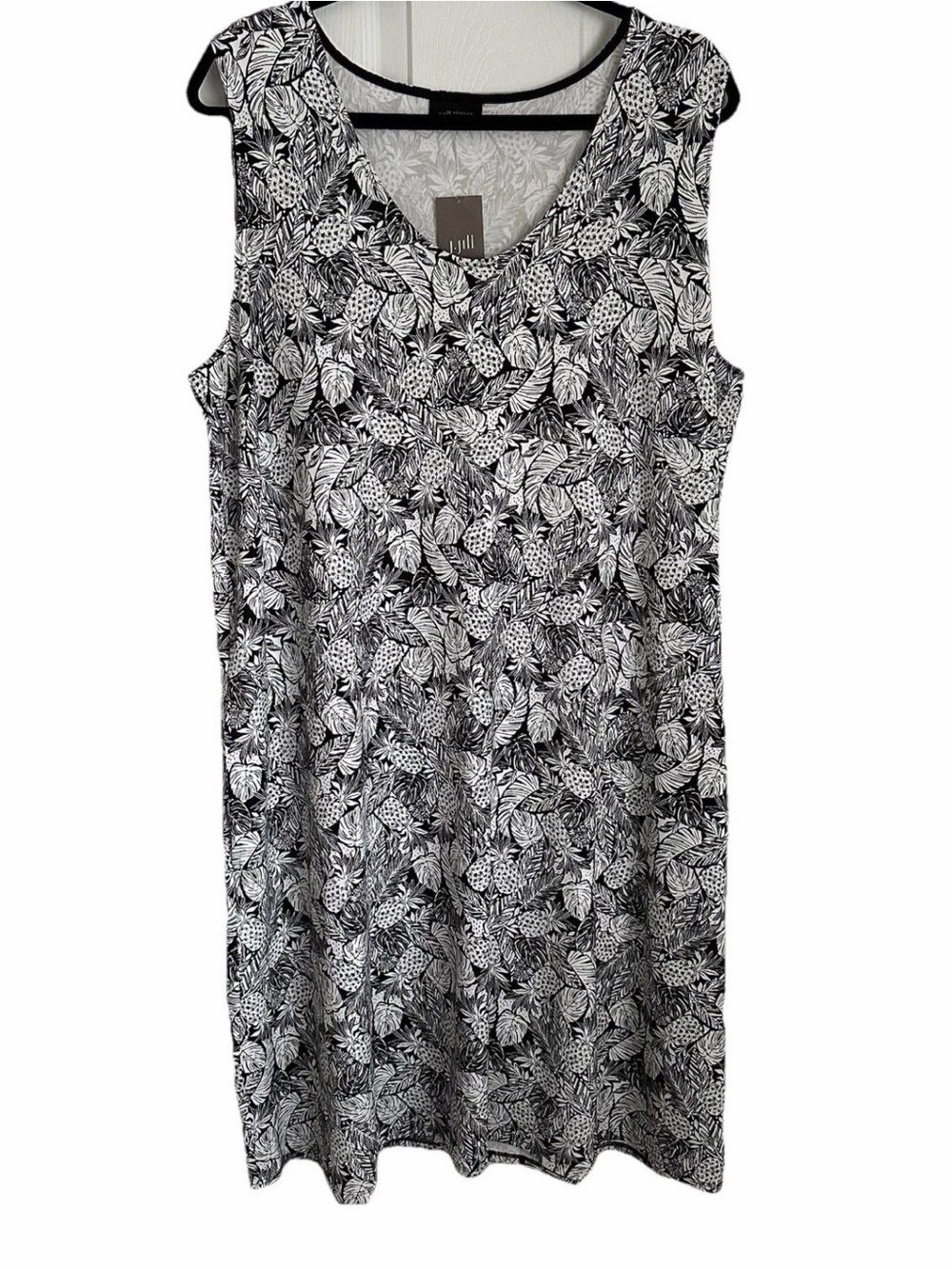 J Jill Wearever Collection Womens XL Midi Dress Pineapples Vacation Summer NWT